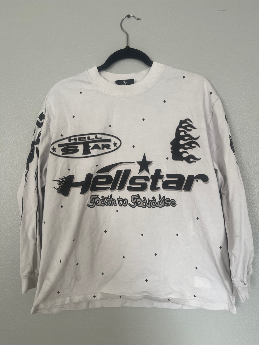Hellstar White Long Sleeve Graphic Tee
